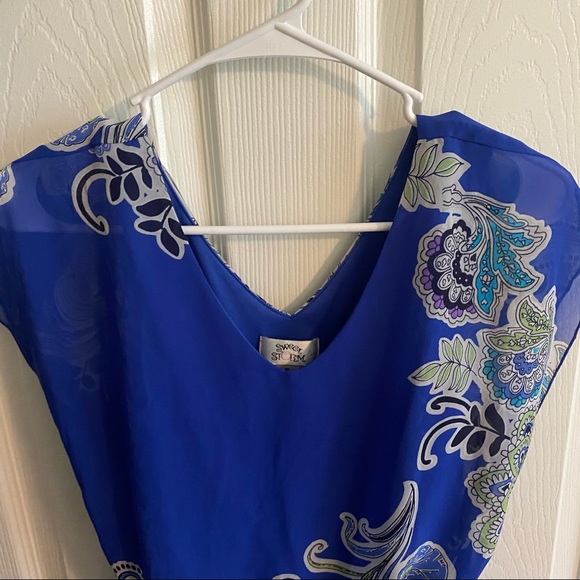 🌺 2 for $23 🌺 Sweet Storm Royal Blue Paisley Print Dress - Picture 2 of 9